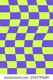 Aesthetic Yellow Purple Wave Checkered Background. High Quality Background Vector Illustration