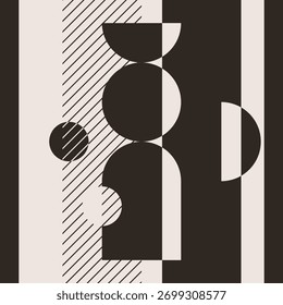 Composición estéticamente moderna con Formas geométricas. Ilustración vectorial para uso en arte de pared, Fondo de pantalla, decoraciones y diseño de interiores.