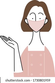 an aesthetician who is wearing a surgical mask / guidance gesture