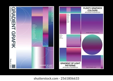 aesthetics colorful gradient layout poster cover print abstract geometric element shapes front page banner flyer exhibition annual graphic design collection circle square bold typography images 