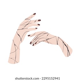 Aesthetics of the female hand. Vector illustration. The brush of a marble statue. Isolated on a white background.