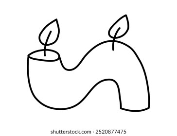 aesthetics hand drawn line candle. Colored Vector outline flat illustration isolated on background. decorative element for greeting card, web, christmas, wedding, birthday, valentine day