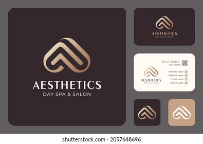 aesthetics logo design for beauty care with business card template.