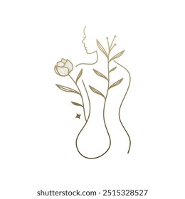 Ästhetik-Logo-Bilder. Frau Körper Spa Ästhetik Monoline Luxus Logo Design