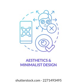 Aesthetics and minimalist design blue gradient concept icon. Web development. User experience fundamental abstract idea thin line illustration. Isolated outline drawing. Myriad Pro-Bold font used