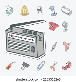 Aesthetics Sticker Bullet Journals Vintage Icon Set