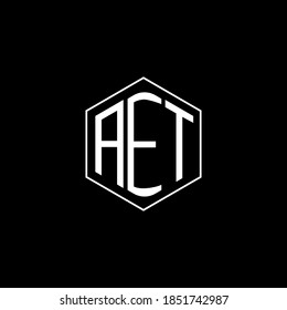 AET letter icon design on BLACK background.Creative letter AET/A E T logo design. AET POLIGON/initials Logo design.