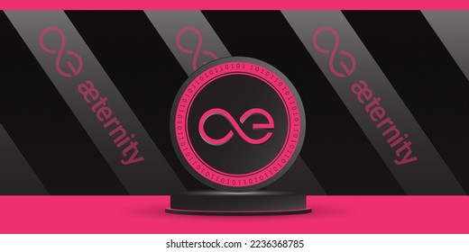 Aeternity AE crypto coin token banner y fondo 3D ilustración vectorial