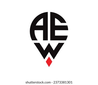 Diseño del logotipo de la forma de ubicación de la letra AEW. Diseño sencillo del logotipo de ubicación de letras AEW.