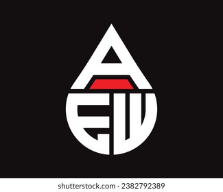 AEW letter water drop shape logo design. AEW drop logo simple design.