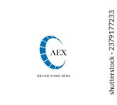 AEX circle letter logo design with circle and ellipse shape. AEX circle letters with typographic style. The three initials form a circle logo. AEX Abstract Monogram Letter logo, Vector.