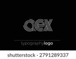 AEX modern geometric typography logo. Modern and stylish composition featuring a monochromatic typography logo illustration designed with intricate lines.