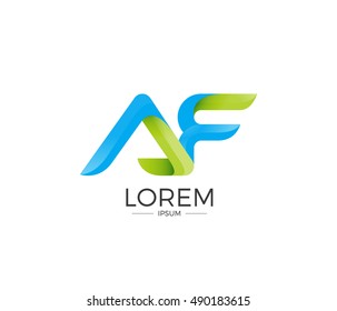 AF Alphabet Double letter logo. Abstract Glossy Colorful logotype vector design template in white background