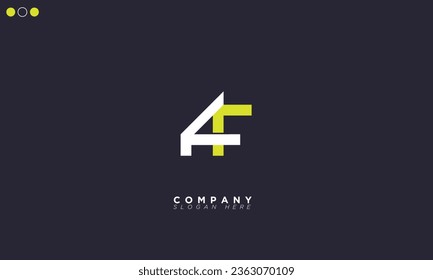 Letras alfabéticas AF Iniciales Monograma FA, A y F