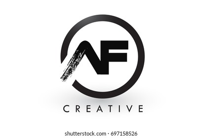 AF Brush Letter Logo Design with Black Circle. Creative Brushed Letters Icon Logo.