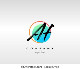AF Brush Stroke Letter Logo Design. Colorful Paint Logo Leters Icon with Elegant Shape Vector Design.  