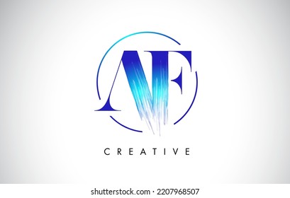 AF Pinselstriche Schlagbuchstaben Logo Design. Das blaue Logo verleiht dem Symbol ein elegantes Circle Vector Design.