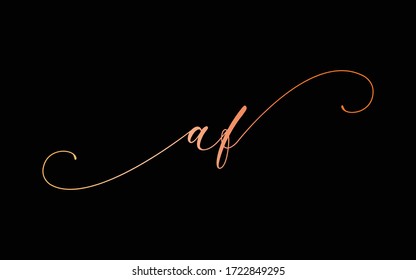 af Cursive Letter Initial Logo Design, Vector Template