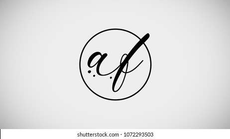 AF Curvy Letter Signature Handwritten Logo Design Template Vector