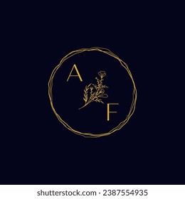 AF elegant wedding initial logo in high quality professional design that will print well across any print media