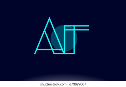 af a f blue line circle letter logo alphabet creative company vector icon design template