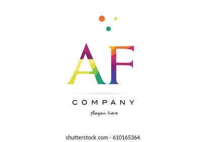 af a f  creative rainbow colors colored alphabet company letter logo design vector icon template