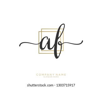AF A F Initial handwriting logo template