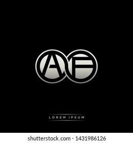 AF A F initial letter linked circle capital monogram logo modern template silver color edition