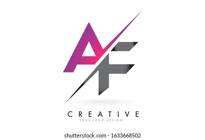 AF A F Letter Logo with Colorblock Design and Creative Cut. Creative logo design.