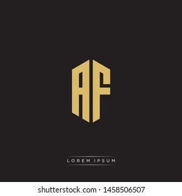 AF A F Logo Emblem Capital Letter Modern Template EPS 10 With Black Background