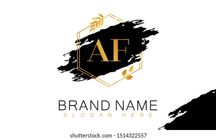AF A F logo, AF initial logo design, Gold color, A Flogo, AF Letter Logo Design Template Vector EPS