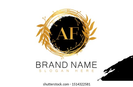 AF A F logo, AF initial logo design, Gold color, A Flogo, AF Letter Logo Design Template Vector EPS