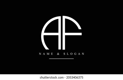 Monograma del logotipo de letras abstractas AF, FA