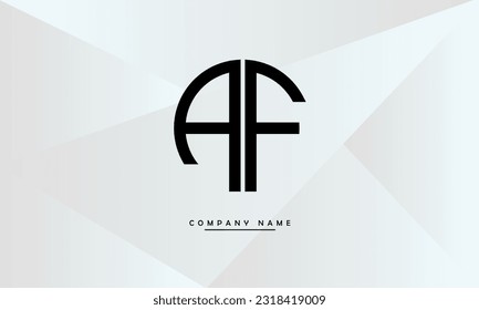 Monograma del logotipo de las letras abstractas AF, FA