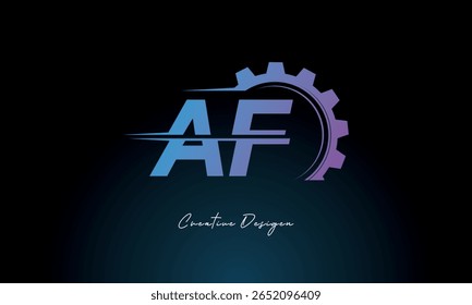 AF Gear Fusion Logo – Industrial Tech-Inspired Letter mark Futuristic Industrial Letter Mark Design for Technology and Engineering Brands.