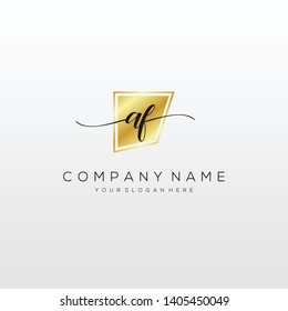AF handwriting initial  logo template vector.