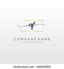 AF handwriting initial  logo template vector.