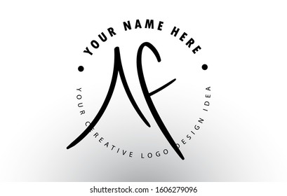 AF Handwritten Letters Logo Design with Circular Letter Pattern. Creative Handwritten Signature Logo Icon Vector Illustration.