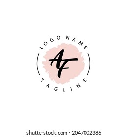 AF Initial handwriting with circle brush watercolor