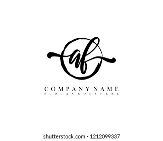 AF initial handwriting logo circle template vector