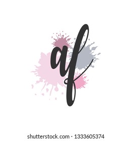 AF  Initial Handwriting logo template vector