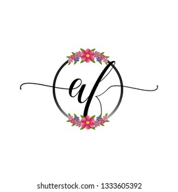 AF  Initial Handwriting logo template vector