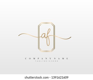AF initial handwriting logo template vector