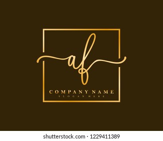 AF Initial handwriting square minimalist logo vector