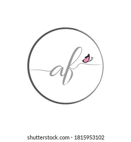 Diseño del logotipo de escritura de letra inicial AF con mariposa