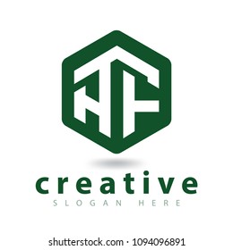 AF Initial letters linked with hexagon shape simple modern logo
