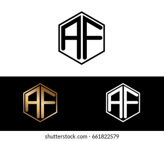 AF initial letters linked with hexagon shape logo
