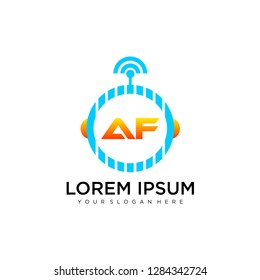 AF initial logo template vector