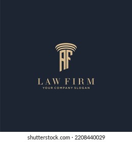 AF initial monogram lawfirm logo with pillar design
