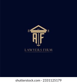 Logotipo inicial de la firma de abogados en monograma AF con diseño de hitos